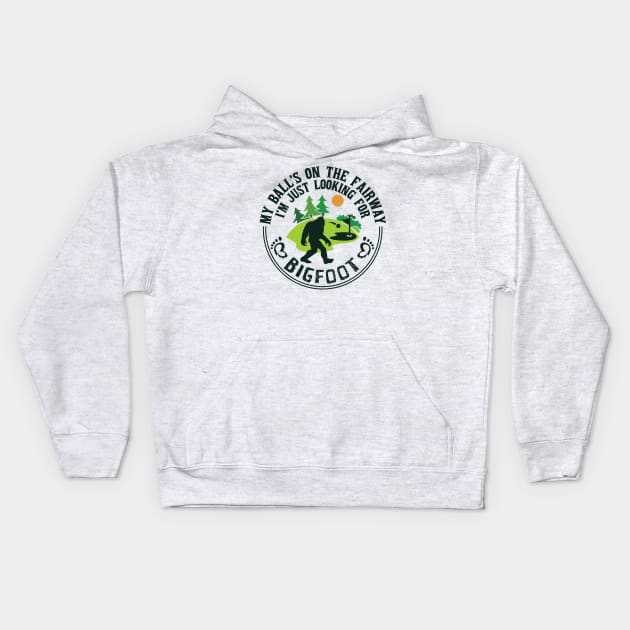 Golf and Bigfoot Kids Hoodie by jslbdesigns